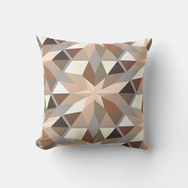Geometric Natural Colours Pattern Throw Pillow (Front)