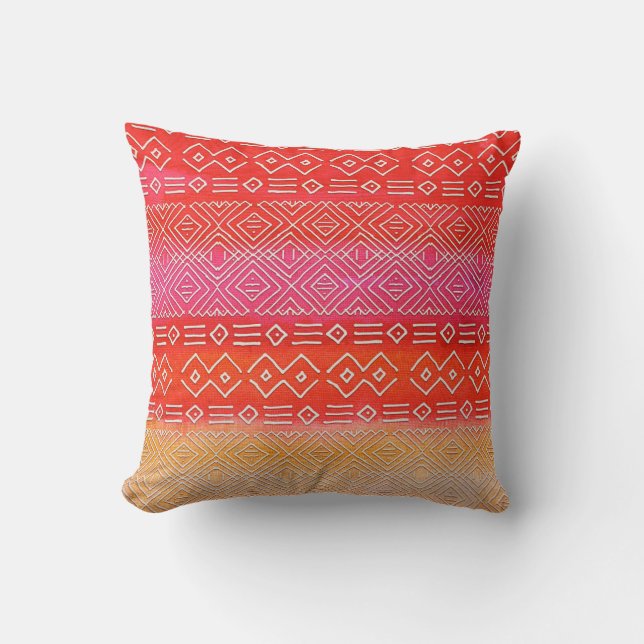 Geometric Navajo Pattern Pink Bohemian BOHO Desert Throw Pillow (Front)