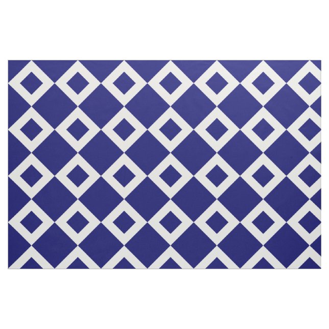 Geometric Navy and White Diamond Pattern Fabric (Fat Quarter)