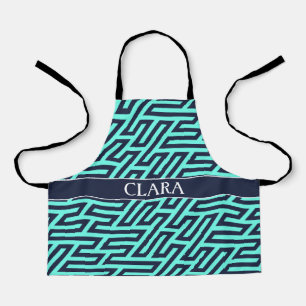 Geometric Navy Black Minimal Pattern Apron