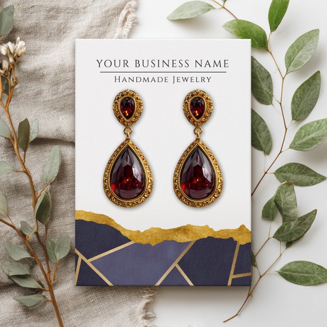 Geometric Navy Blue Gold Earring Display Cards (Creator Uploaded)