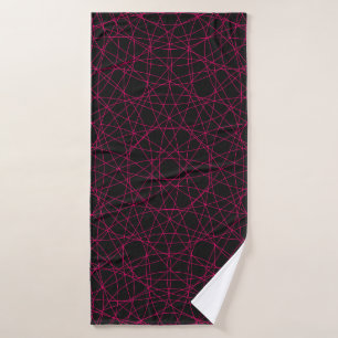 Geometric Neon Grid Black Towel – Customizable