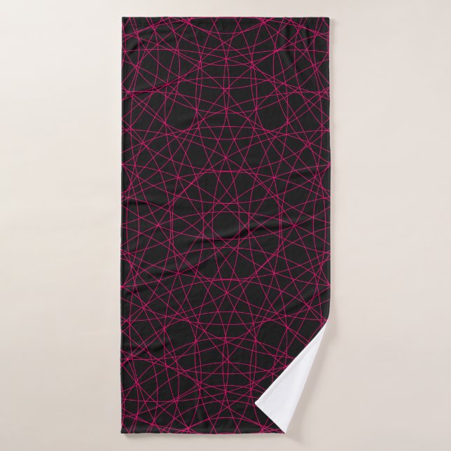 Geometric Neon Grid Black Towel – Customizable (Bath Towel)