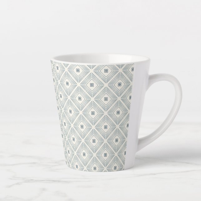 Geometric Nesting Squares Pattern Latte Mug (Right)