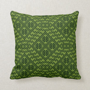 Geometric nordic pattern in green throw pillow