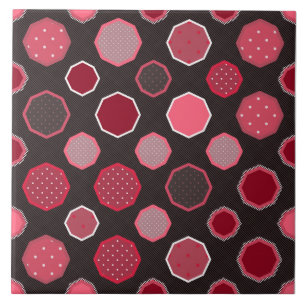 Geometric, octagon, diagonal lines, polka dots tile