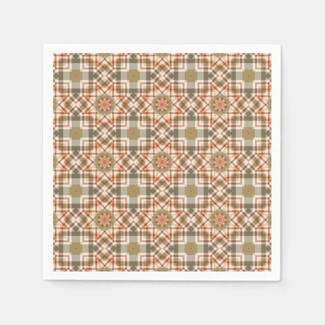 Geometric Octagonal Pattern with Warm Colours Napkin (Front)