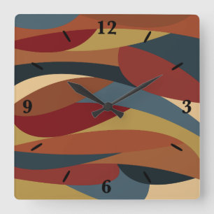 Geometric Opaque Stained Glass Style Abstract  Square Wall Clock