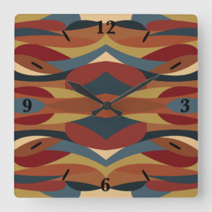 Geometric Opaque Stained Glass Style Abstract  Square Wall Clock