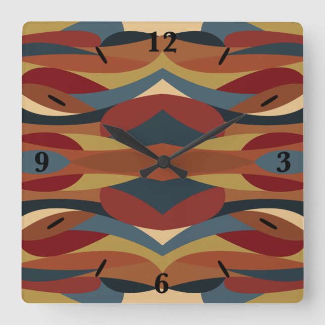 Geometric Opaque Stained Glass Style Abstract  Square Wall Clock (Front)