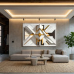 Geometric Opulence Canvas Print<br><div class="desc">Work that exudes luxury with precise geometric shapes. White meets rich gold,  creating a stunning 3D effect. Inspired by Art Deco,  it brings timeless elegance to high-end interiors,  adding depth and a touch of royalty to modern decor.</div>
