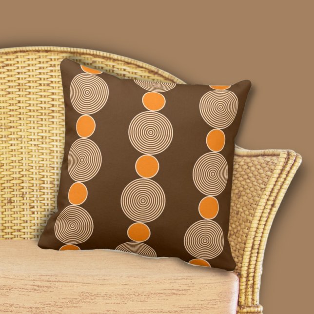 Geometric Orange Circle Row Pattern Throw Pillow (Creator Uploaded)