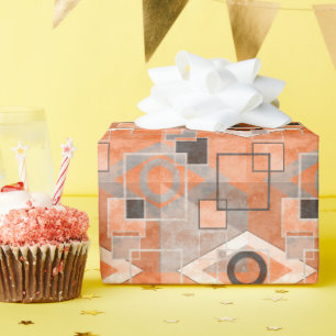 Geometric orange gray grunge stylish wrapping paper