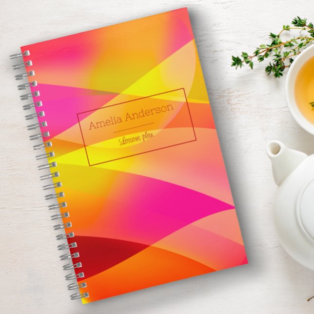 Geometric orange minimalist Teacher Planner  name Notebook (Creator Uploaded)