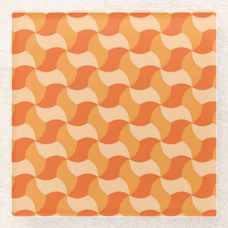 Geometric Orange Shades: Abstract Tile Glass Coaster