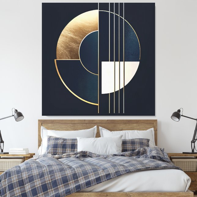 Geometric Orb: A Study in Contrast Canvas Print (Insitu(Bedroom))