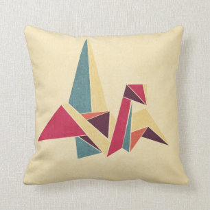 Geometric Origami Bird Throw Pillow
