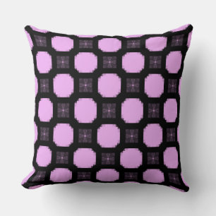 Geometric ornament in pink and black. throw pillow