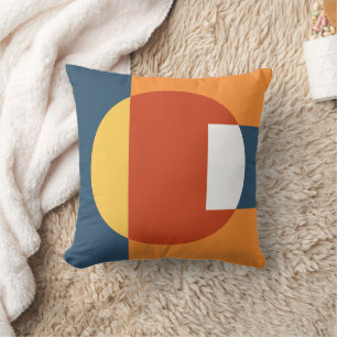 Geometric overlapping shapes - Retro style Throw Pillow