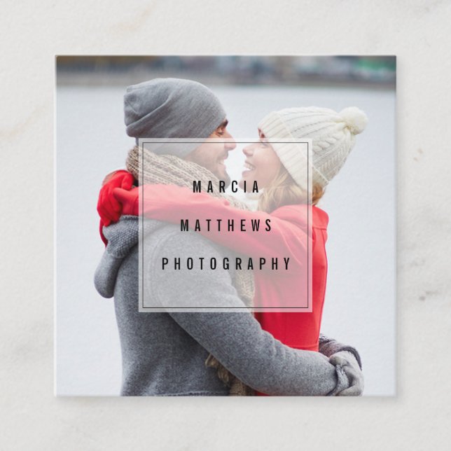 Geometric Overlay Minimal Modern Photographer Square Business Card (Front)