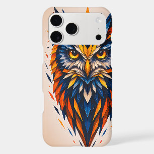 Geometric Owl Blue & Orange Polygonal Art
