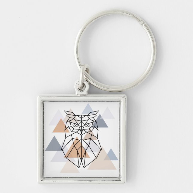 Geometric Owl Design Keychain (Front)