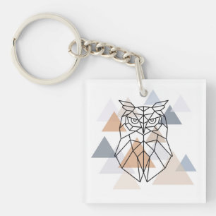 Geometric Owl Design Keychain
