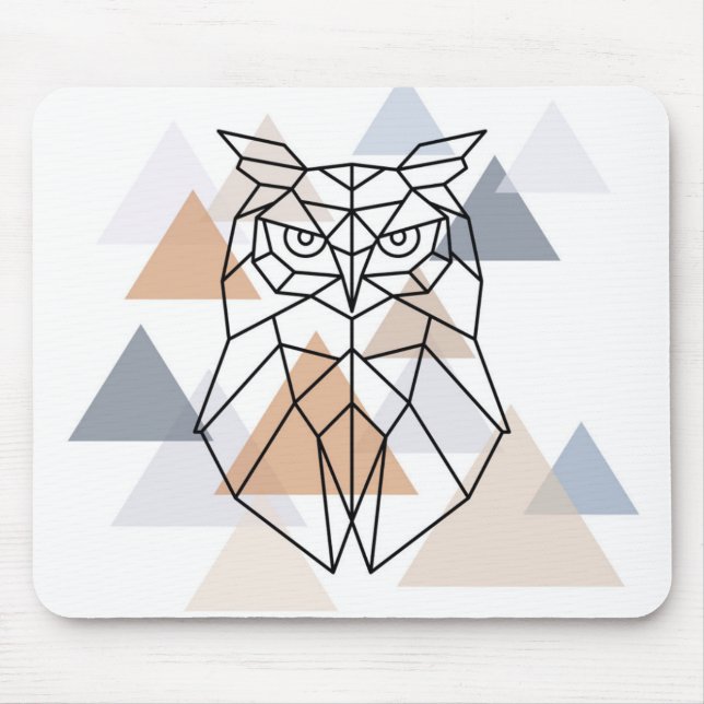 Geometric Owl Design Mouse Pad (Front)