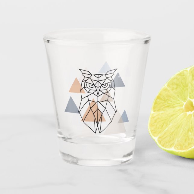 Geometric Owl Design Shot Glass (Front)