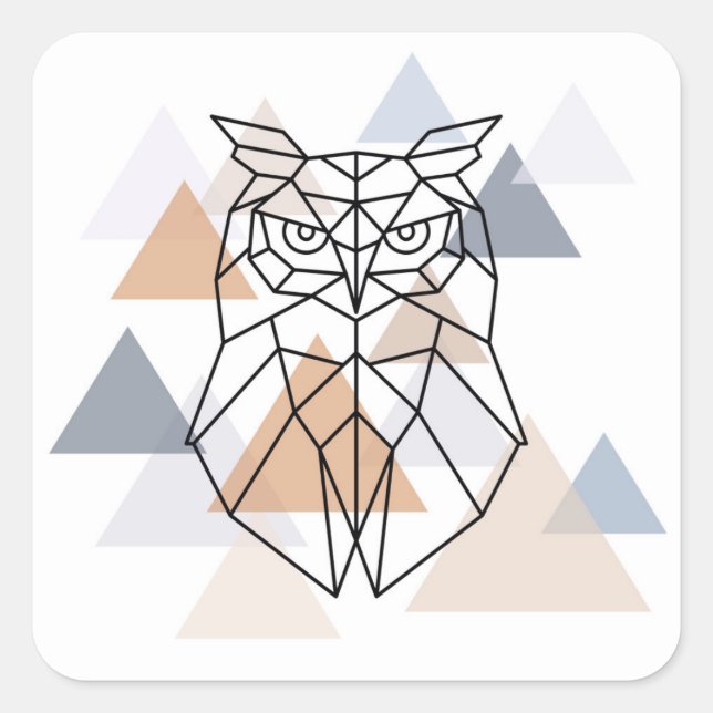 Geometric Owl Design Square Sticker (Front)