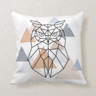 Geometric Owl Design Throw Pillow