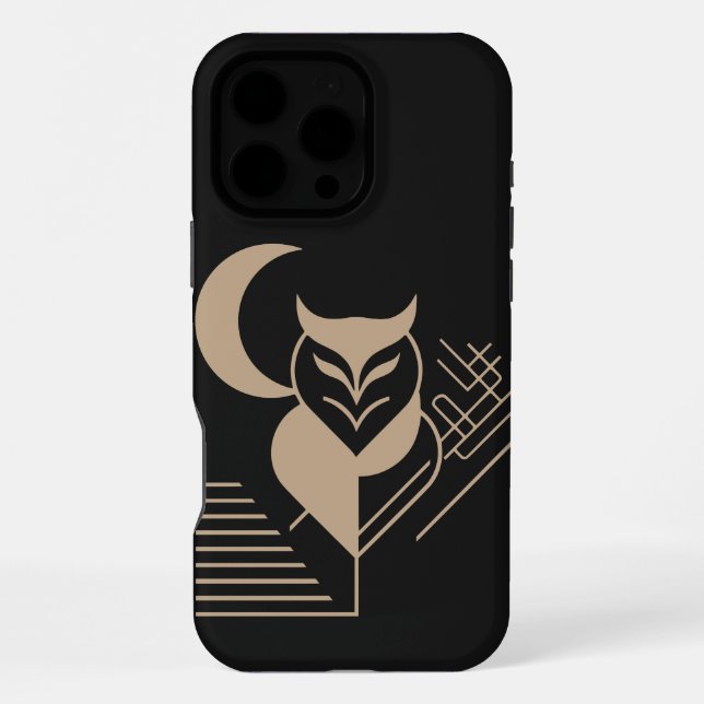 Geometric owl with a crescent moon iPhone case (Back)