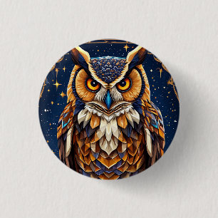 Geometric owl with vibrant colours 1 inch round button