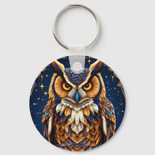 Geometric owl with vibrant colours keychain