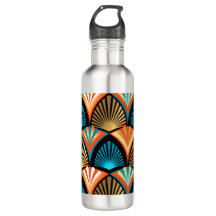 Geometric palm leaves golden pattern in Art Deco