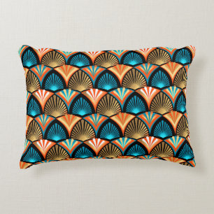 Geometric palm leaves golden pattern in Art Deco Accent Pillow