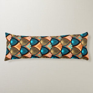 Geometric palm leaves golden pattern in Art Deco Body Pillow