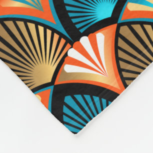 Geometric palm leaves golden pattern in Art Deco Fleece Blanket