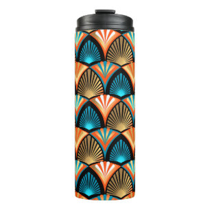 Geometric palm leaves golden pattern in Art Deco Thermal Tumbler