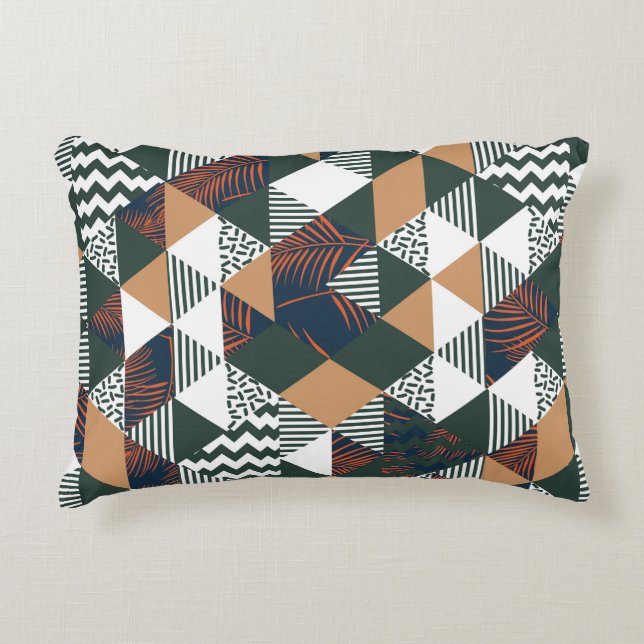 Geometric palm leaves, trendy pattern accent pillow (Front)