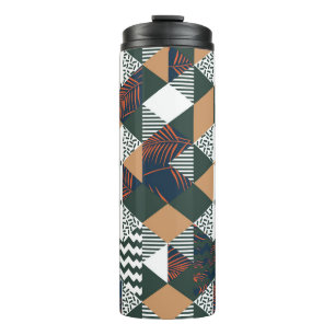 Geometric palm leaves, trendy pattern thermal tumbler