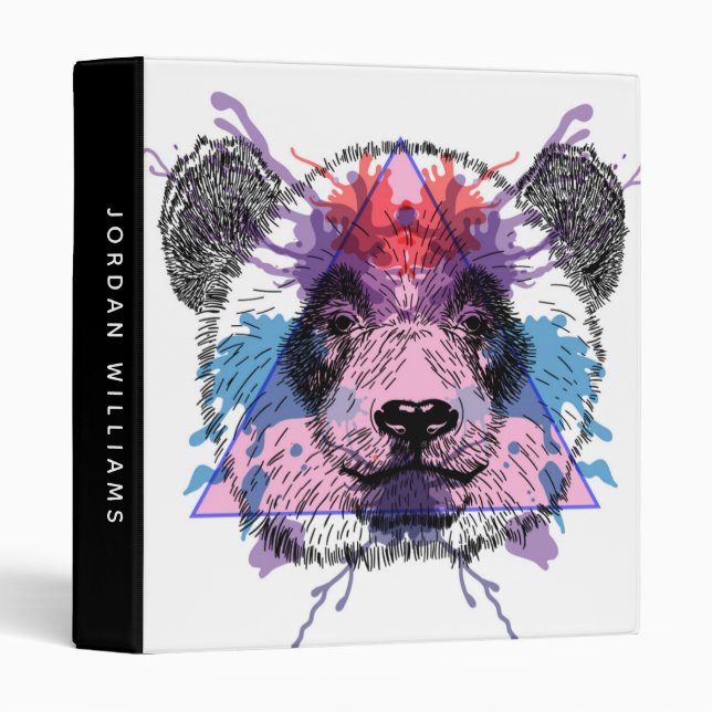 Geometric Panda Bear | Add Your Name Binder (Front/Spine)