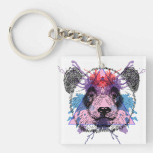 Geometric Panda Bear Keychain
