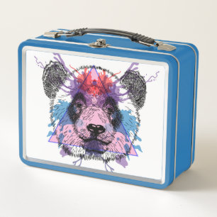 Geometric Panda Bear Metal Lunch Box