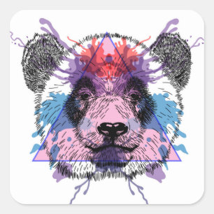 Geometric Panda Bear Square Sticker