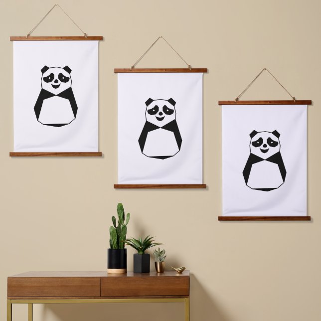 Geometric Panda Hanging Tapestry (Asymmetrical)
