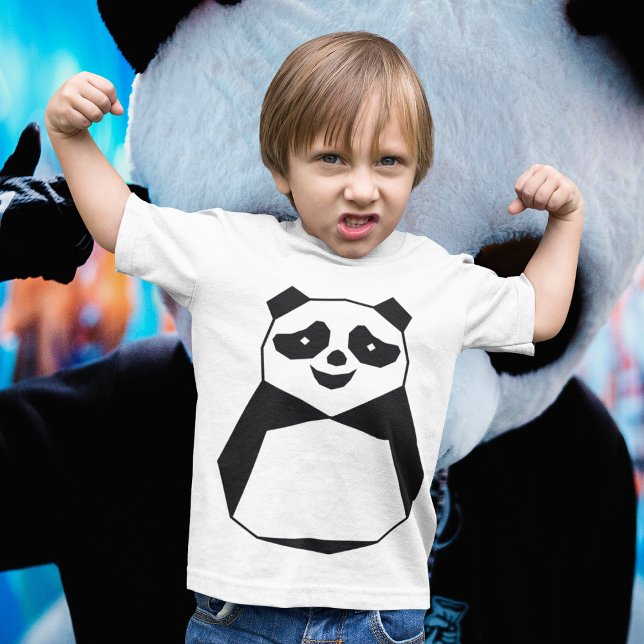 Geometric Panda T-Shirt (Strong boy showing muscles wearing panda tshirt)