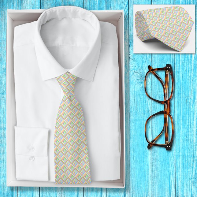 Geometric Pastel Abstract Diamond Spring Pattern Tie (Creator Uploaded)