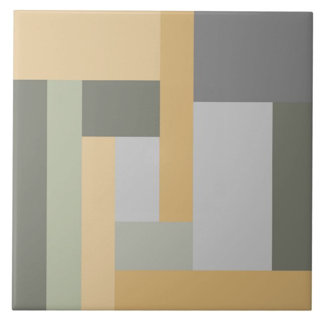 Geometric, pastel, green, mustard yellow, grey tile (Front)
