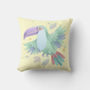 Geometric Pastel Toucan – Minimalist Tropical Flig Throw Pillow